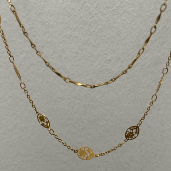 Gold-Tone Double Strand Long Necklace - Picture 5 of 7